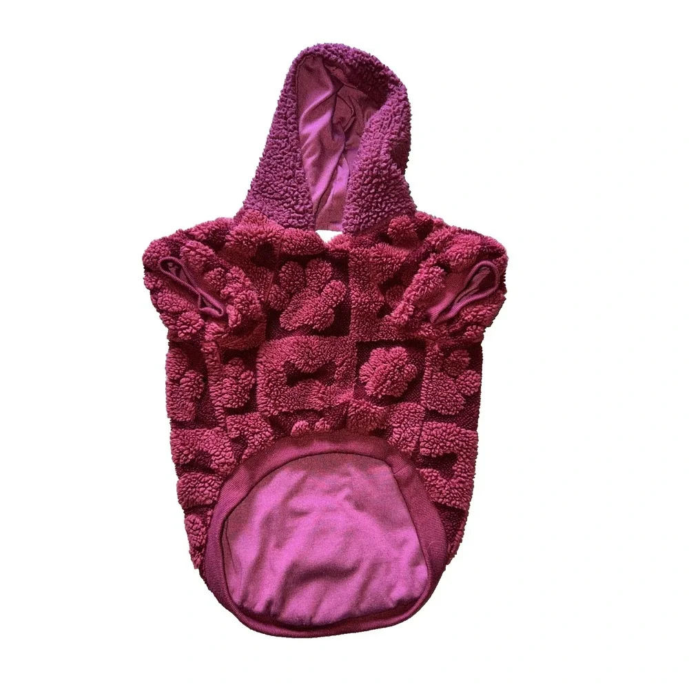Koolaburra by UGG Dog Sweater Burgundy with Hoodie Large Soft Comfy Warm